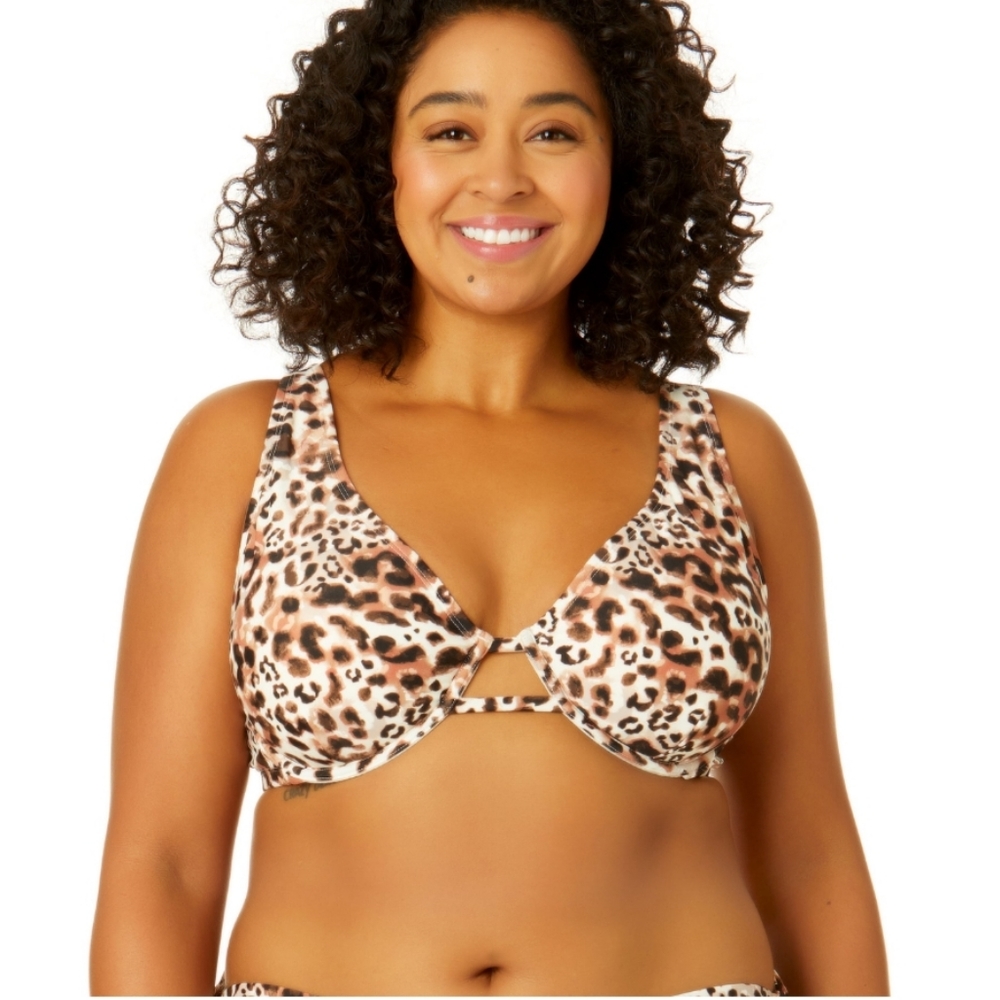 Women's Plus Size Leopard Print Bikini Top
